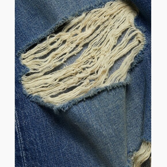 MOTHER Blue Distressed Wide Leg Jeans - Picture 6 of 16